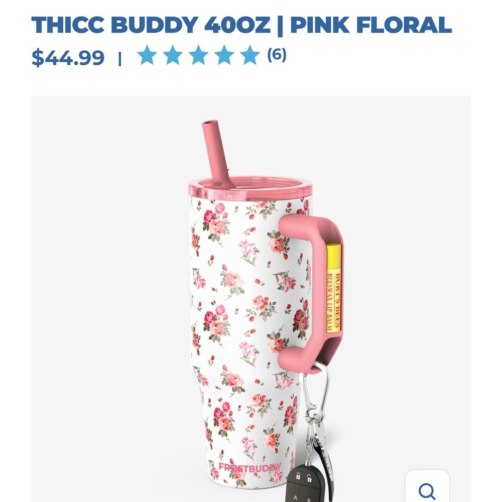 40oz Pink Floral Tumbler